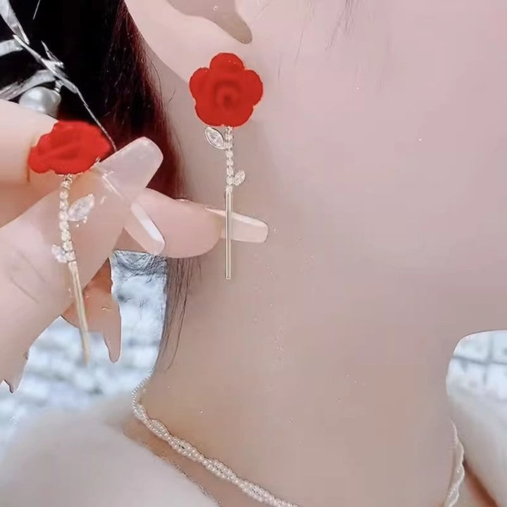 Lisslune | Red Velvet Rose Earrings