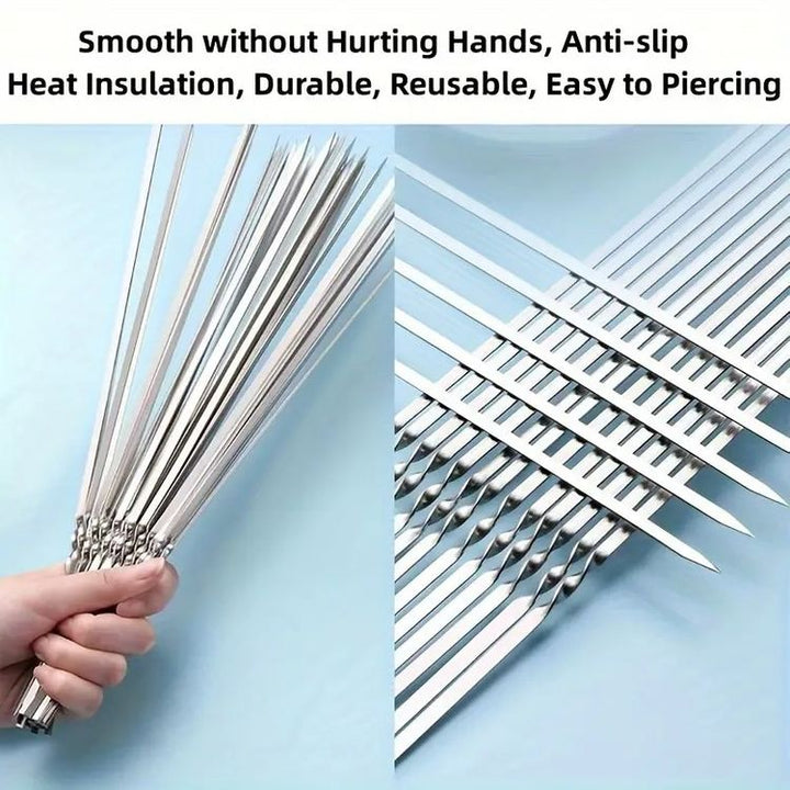 Lisslune | Stainless Steel BBQ Tools Grill Skewers 10 Pieces