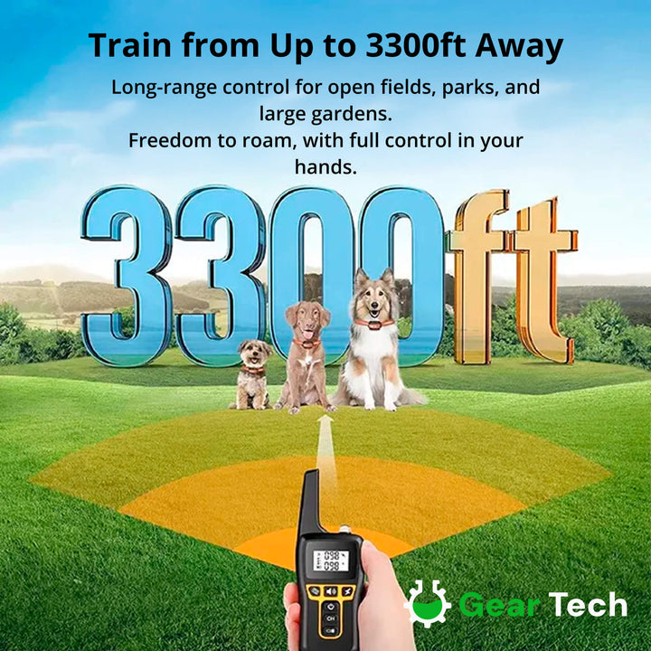 Lisslune | 1000m Waterproof Dog Training Collar | Rechargeable, Remote Control & Adjustable for Small, Medium, and Large Dogs
