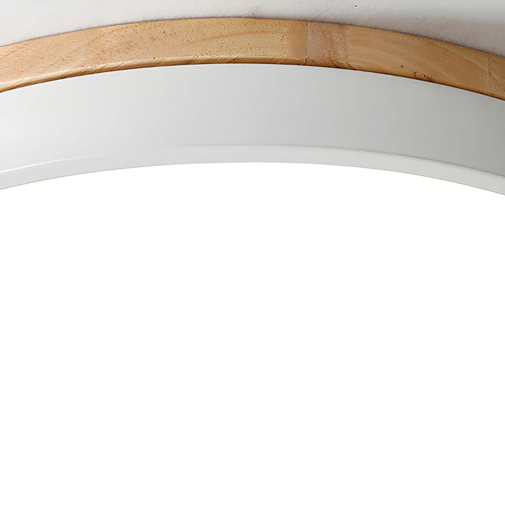 Lisslune | Wooden Round Shape Flush Ceiling Light | LED. Solid Wood & Iron for Living Room. Dining Room & Hallway