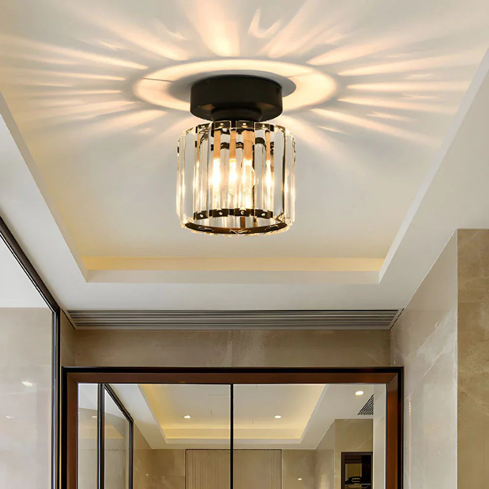 Lisslune | Modern Crystal Ceiling Light with Gold and Black Accents – Stylish Lighting for Your Home