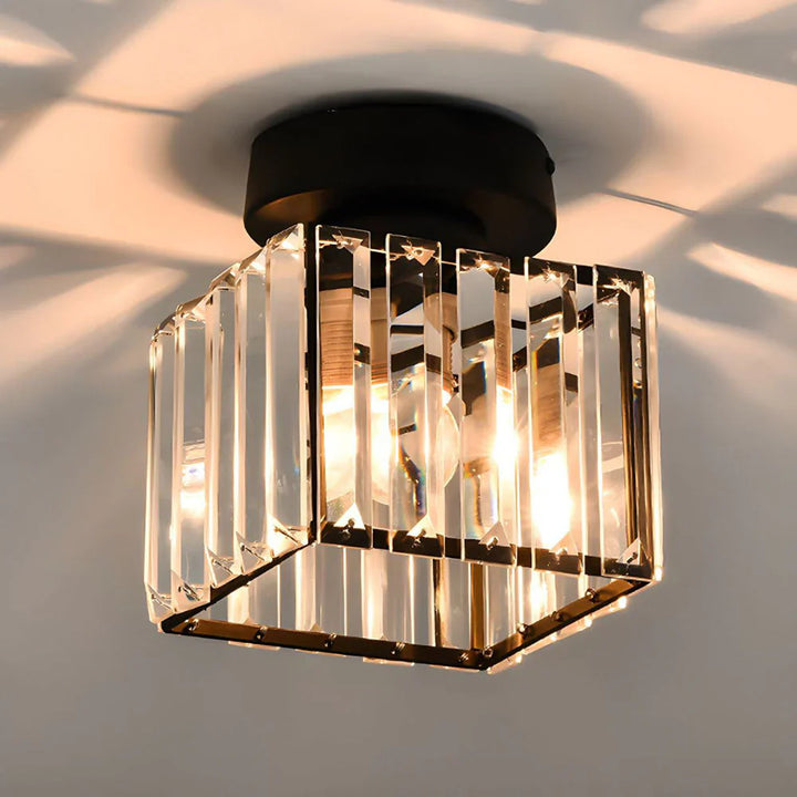 Lisslune | Modern Crystal Ceiling Light with Gold and Black Accents – Stylish Lighting for Your Home