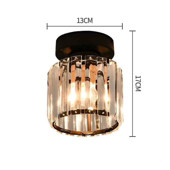 Lisslune | Modern 1-Light Flush Mount Ceiling Light | Black Brass Fixture with Crystal Shade for Hallway & Living Room