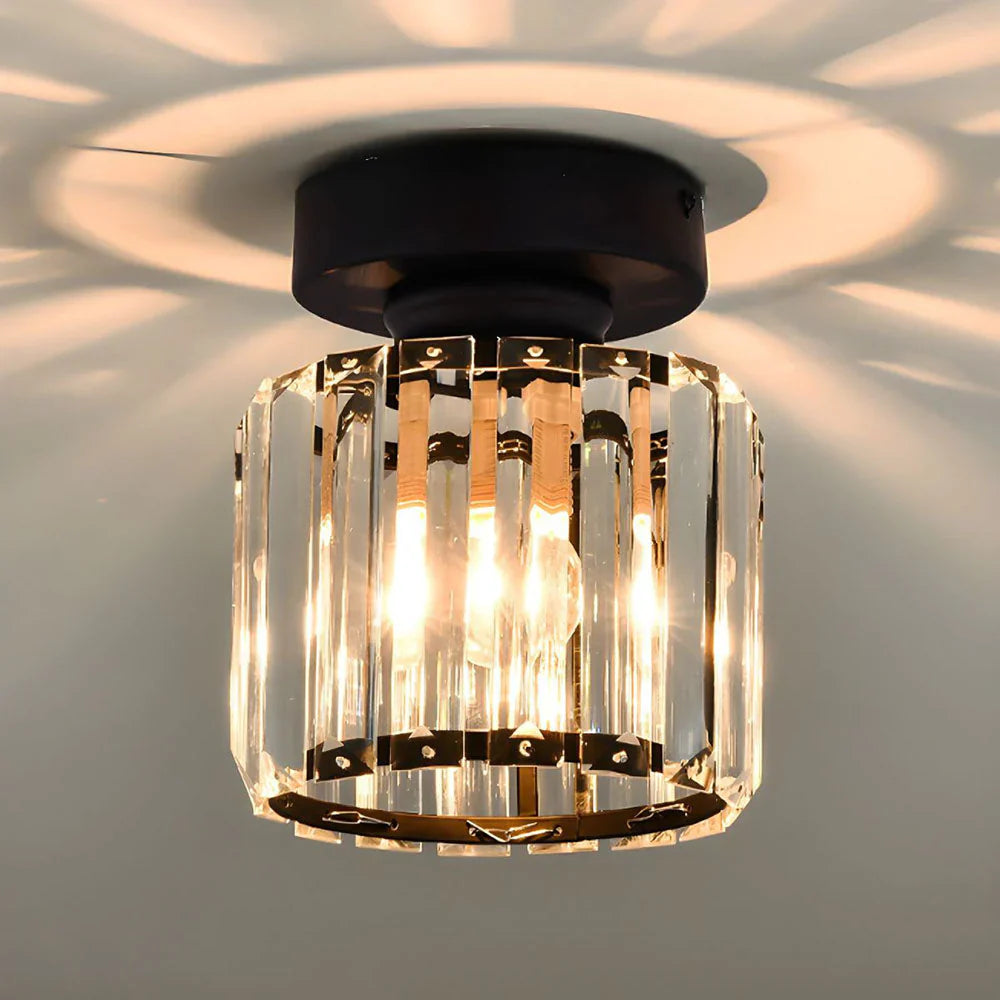 Lisslune | Modern Crystal Ceiling Light with Gold and Black Accents – Stylish Lighting for Your Home