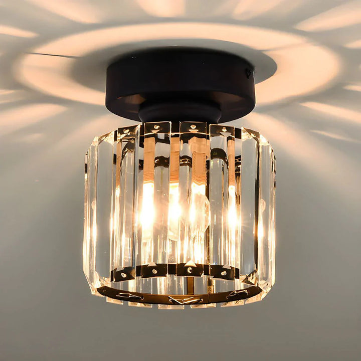 Lisslune | Modern Crystal Ceiling Light with Gold and Black Accents – Stylish Lighting for Your Home
