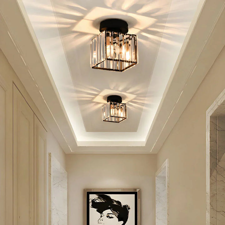 Lisslune | Modern Crystal Ceiling Light with Gold and Black Accents – Stylish Lighting for Your Home