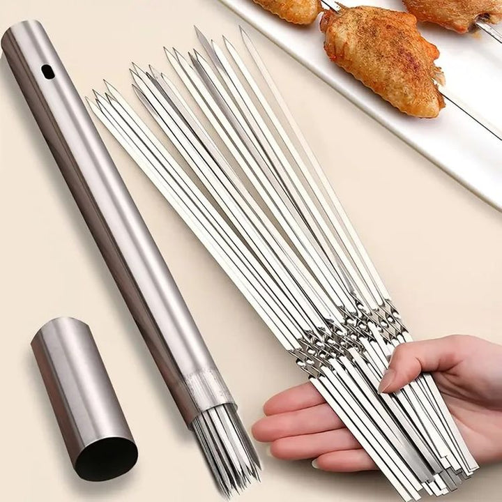 Lisslune | Stainless Steel BBQ Tools Grill Skewers 10 Pieces