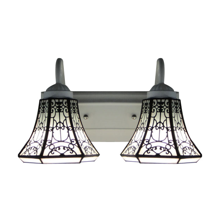 Lisslune | Stained Glass White Wall Lamp Fixture Extended 2 Heads Tiffany Wall Lamp Fixture