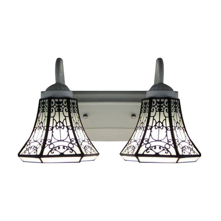 Lisslune | Stained Glass White Wall Lamp Fixture Extended 2 Heads Tiffany Wall Lamp Fixture