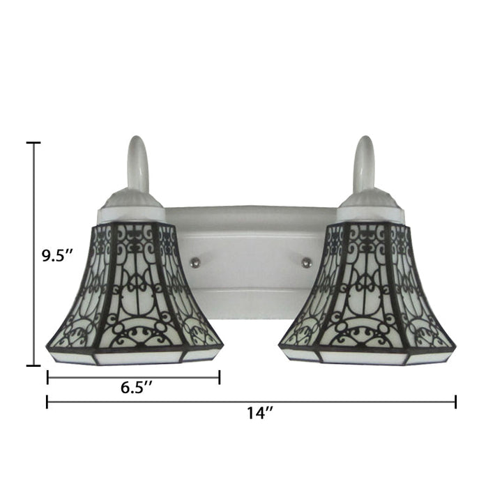 Lisslune | Stained Glass White Wall Lamp Fixture Extended 2 Heads Tiffany Wall Lamp Fixture