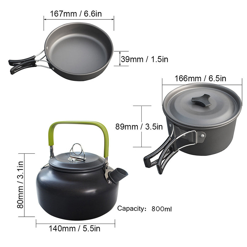 Lisslune | Camping Cooking Ware Stainless Steel Cookware Pots Set and Pans