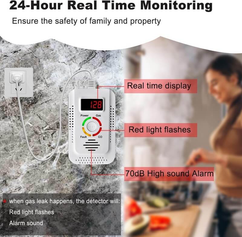 Lisslune | Gas Leak Carbon Monoxide CO2 Detector Alarm for Home