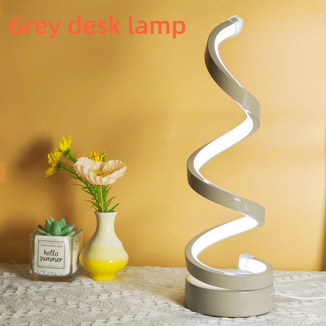 Lisslune | Modern Spiral Table Lamp – Creative LED Desk Lamp with Gentle Warm Light, Perfect for Bedroom, Living Room, and Study Decor