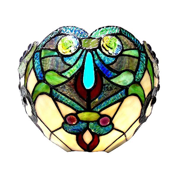 Lisslune | Stained Glass Bowl Wall Lamp Victorian Style 1 Light Art Deco Wall Light in Green
