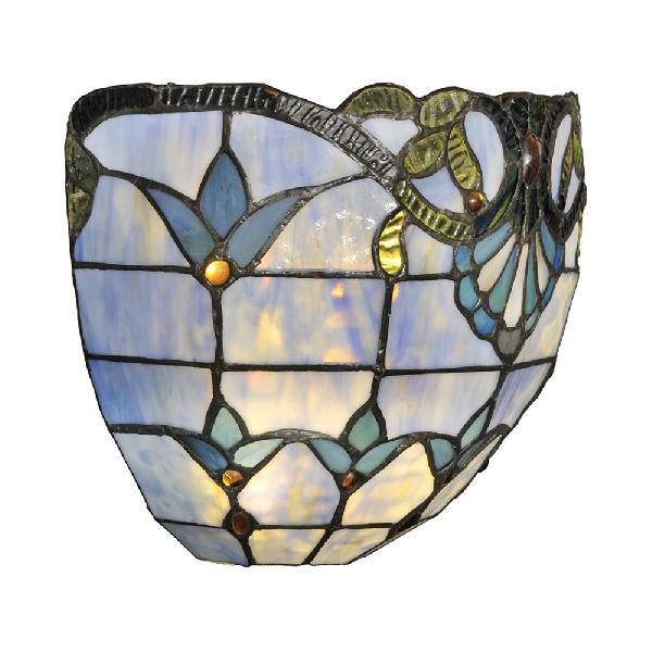Skørter | Stained Glass Wall Lamp Victorian Style 1 Light Sconce Light in Blue for Coffee Bar