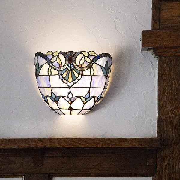 Skørter | Stained Glass Wall Lamp Victorian Style 1 Light Sconce Light in Blue for Coffee Bar