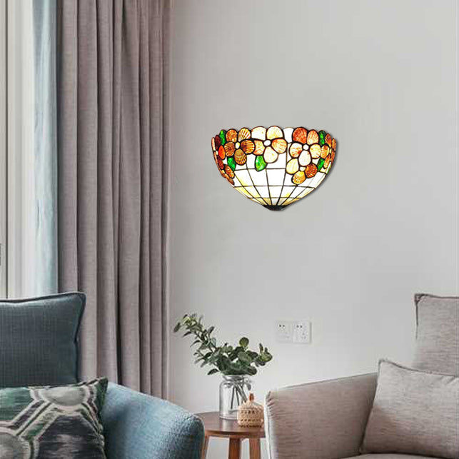 Lisslune | Bowl flower wall lights with shade in lodge style wall lighting for the living room
