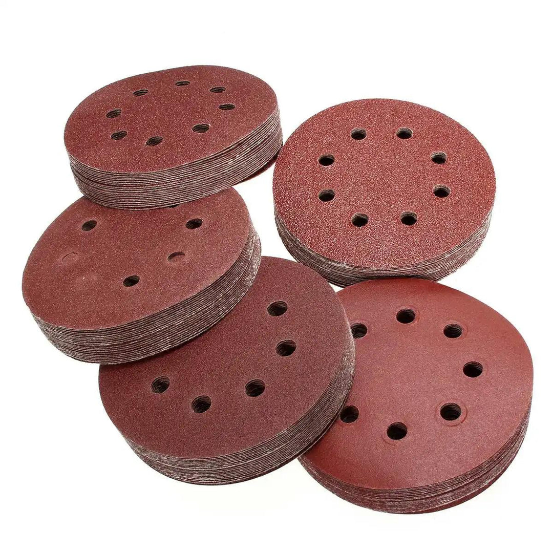 Lisslune | 125mm Premium Sanding Disc Set - 100 mixed grits with 8-hole design for polishing and buffing