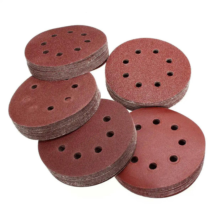 Lisslune | 125mm Premium Sanding Disc Set - 100 mixed grits with 8-hole design for polishing and buffing