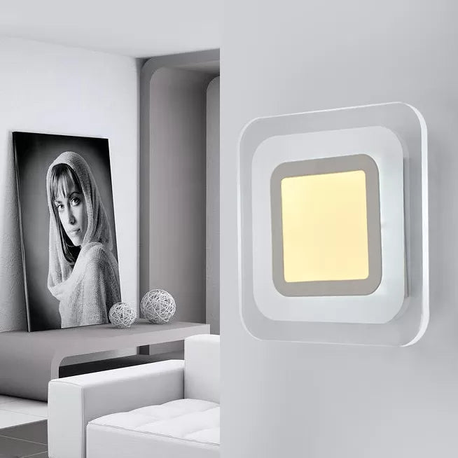 Skørter | White slim square LED wall-mounted Simple Style acrylic wall light for stairs