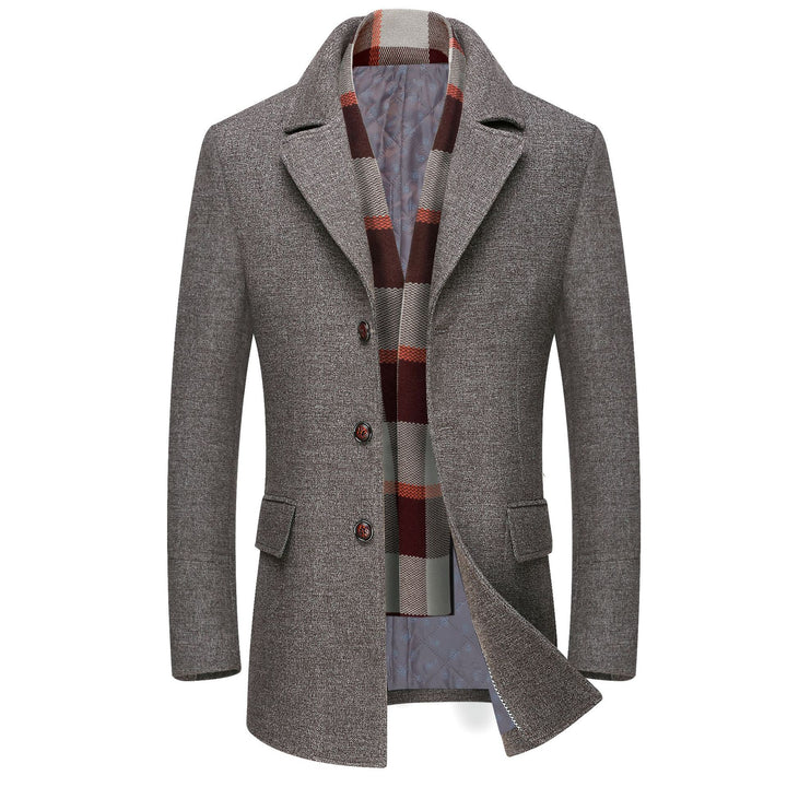 Men's Elegant Wool Coat with Modern Cut and Practical Pockets Lisslune
