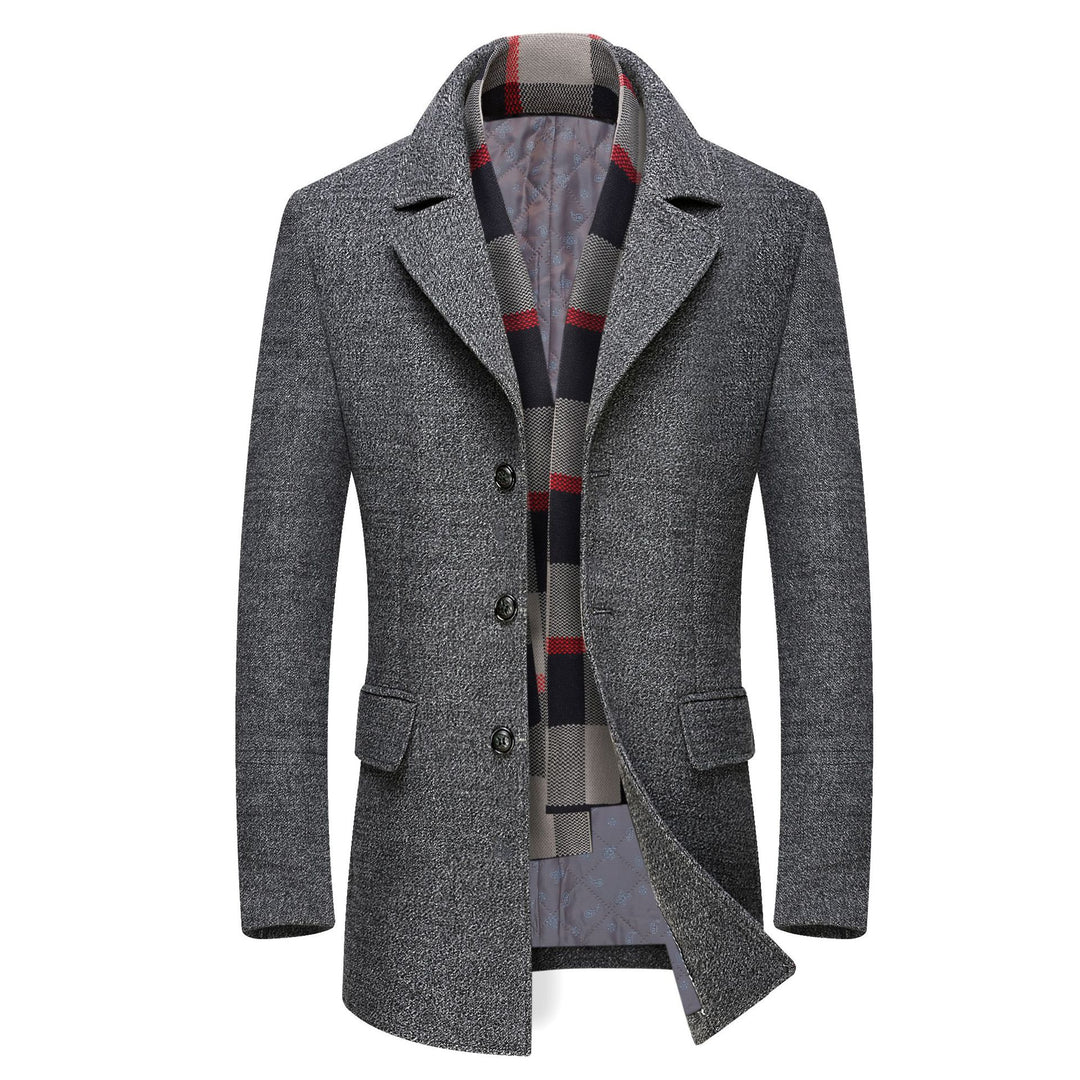 Men's Elegant Wool Coat with Modern Cut and Practical Pockets Lisslune