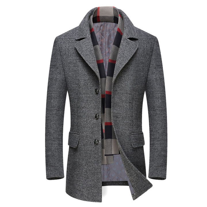 Men's Elegant Wool Coat with Modern Cut and Practical Pockets Lisslune