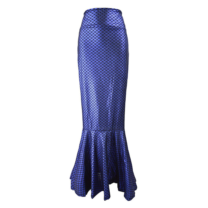 Women's mermaid skirt with shiny scale pattern and flared hem Lisslune