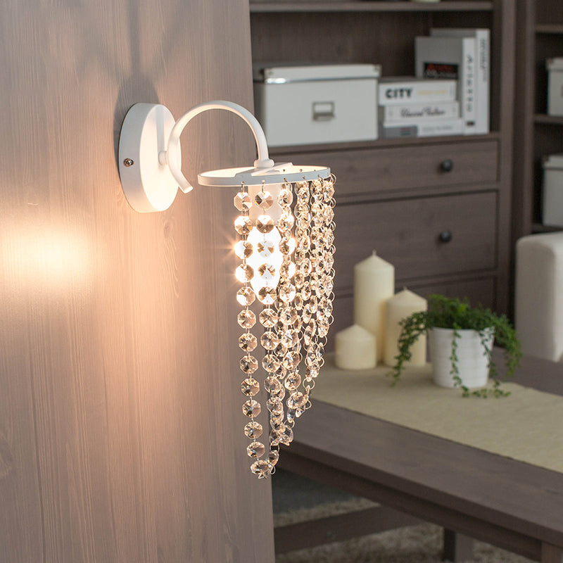 Skørter | Kids White Wall Lamp Bare Bulb 1 Head Metal Wall Light with Crystal Bead for Hallway