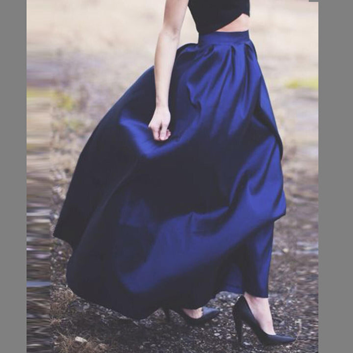 Women's maxi skirt made of shimmering satin with a wide cut Lisslune