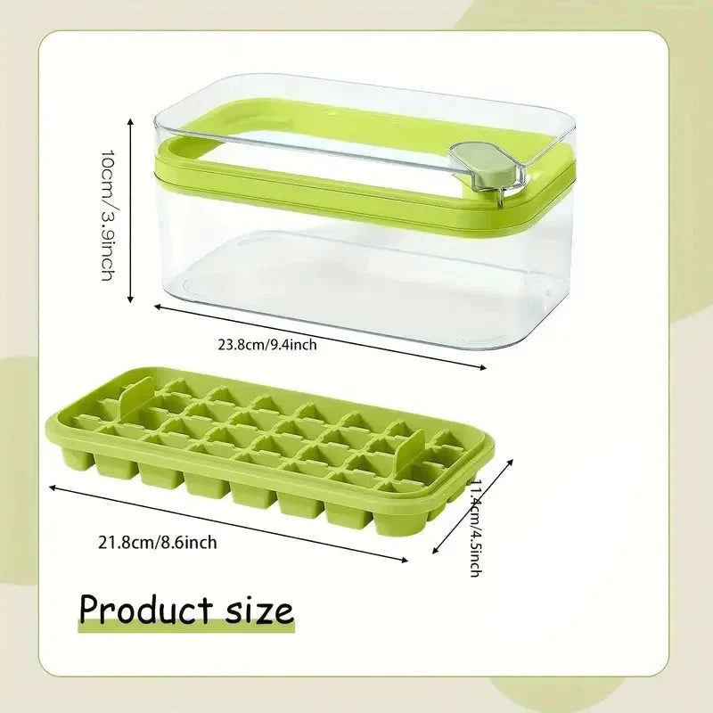 Lisslune | 101oz. Ice Cube Tray Set - 64 Piece Silicone Ice Cube Tray with Lid & Container