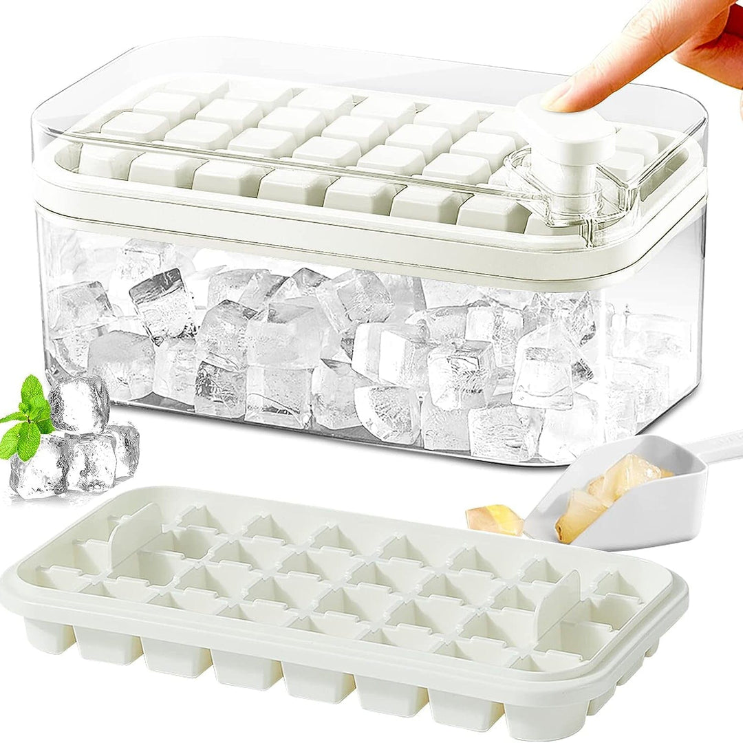 Lisslune | 101oz. Ice Cube Tray Set - 64 Piece Silicone Ice Cube Tray with Lid & Container