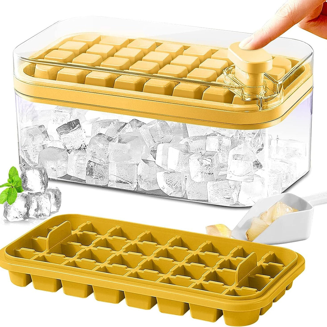 Lisslune | 101oz. Ice Cube Tray Set - 64 Piece Silicone Ice Cube Tray with Lid & Container