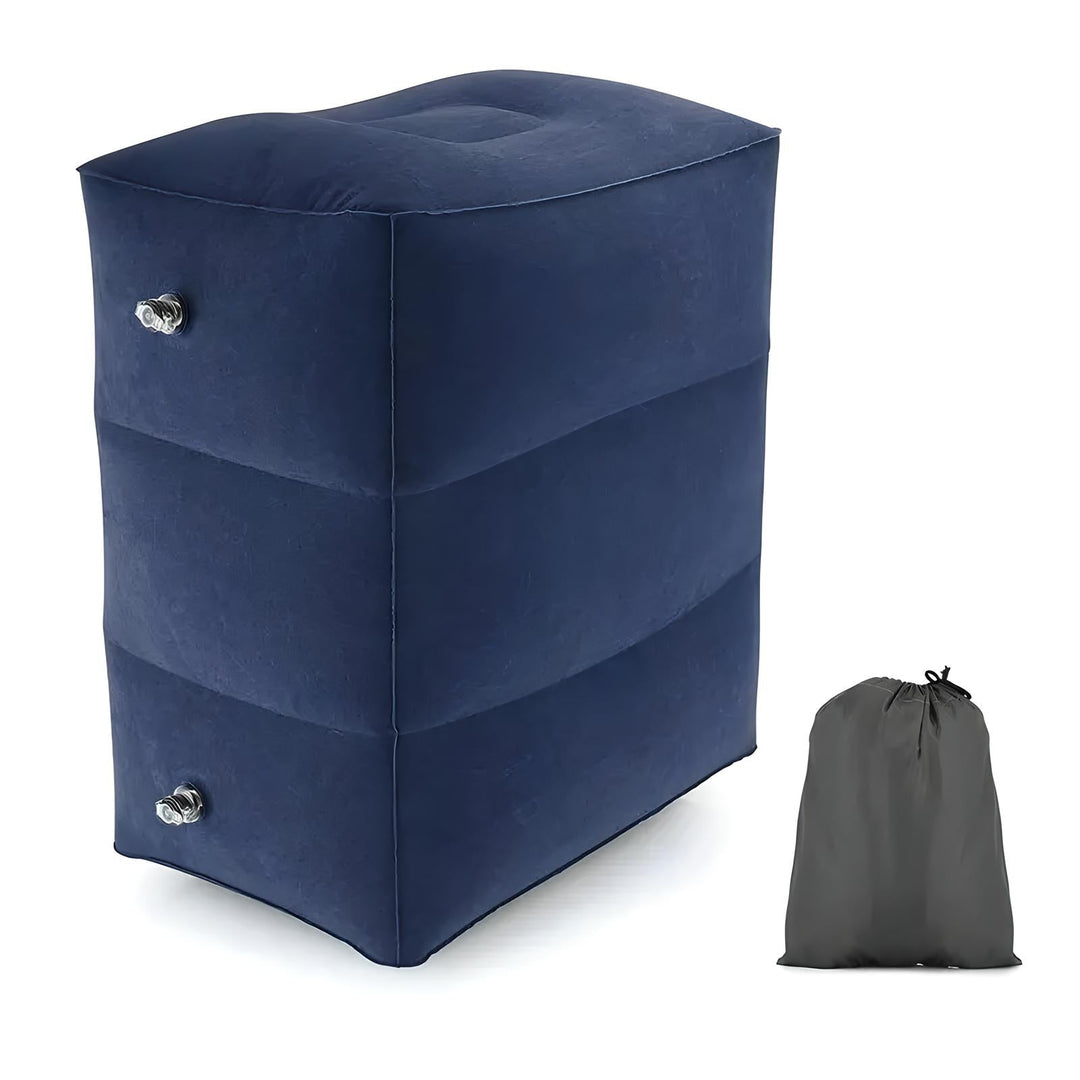 Lisslune | Inflatable Travel Footrest | Ergonomic, Adjustable Height & Compact for Planes, Trains, Buses & Office Use