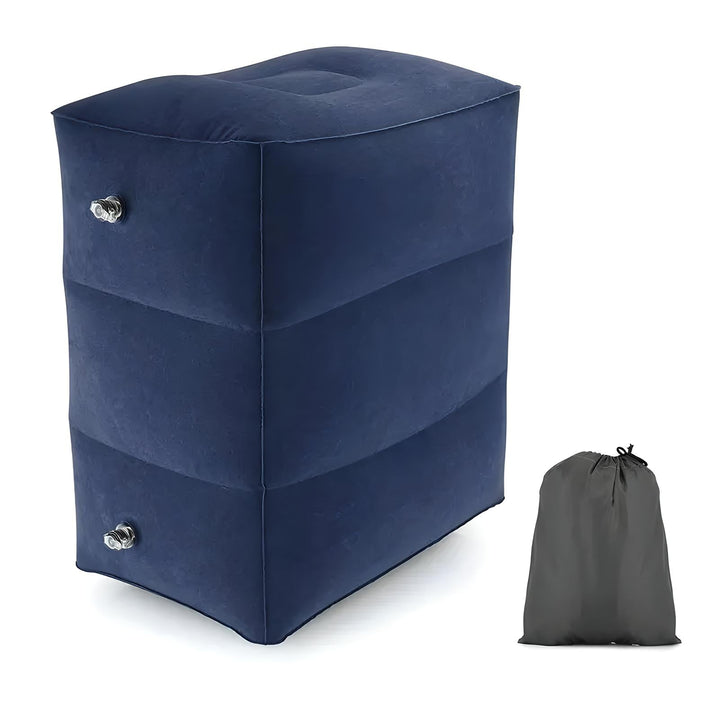 Lisslune | Inflatable Travel Footrest | Ergonomic, Adjustable Height & Compact for Planes, Trains, Buses & Office Use