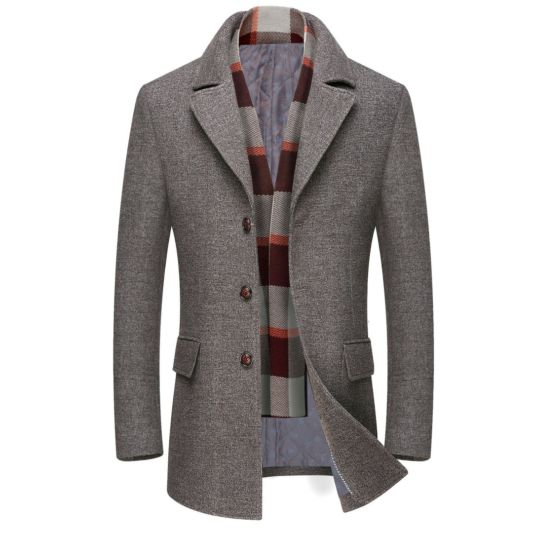 Men's Elegant Wool Coat with Modern Cut and Practical Pockets Lisslune