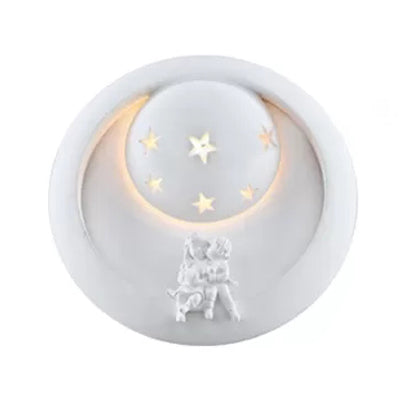 Lisslune | Romantic White Wall Lamp Star Resin Wall Light with Small Children for the Children's Room