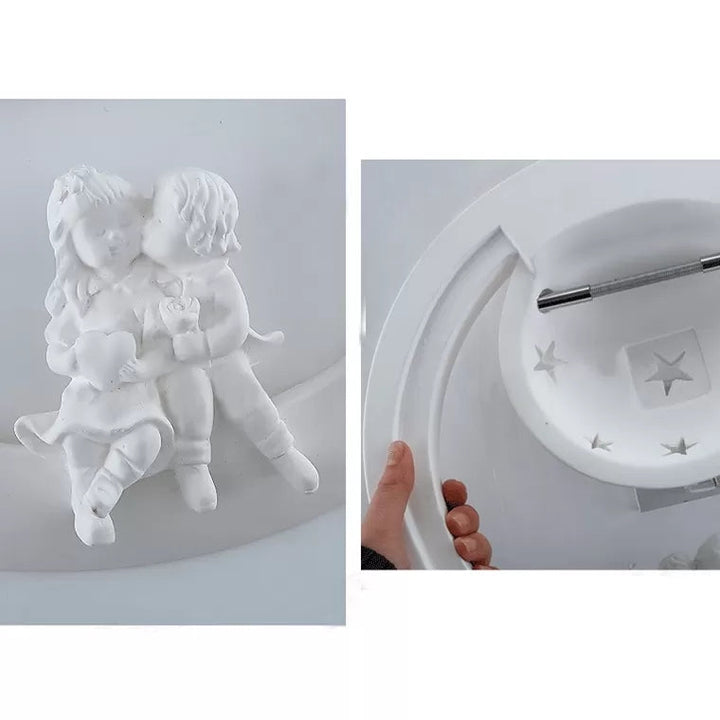 Lisslune | Romantic White Wall Lamp Star Resin Wall Light with Small Children for the Children's Room