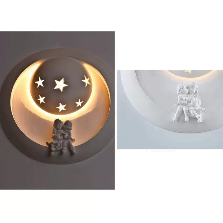 Lisslune | Romantic White Wall Lamp Star Resin Wall Light with Small Children for the Children's Room