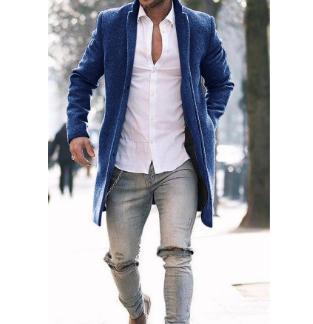 Men's elegant long coat in minimalist design with practical pockets Lisslune