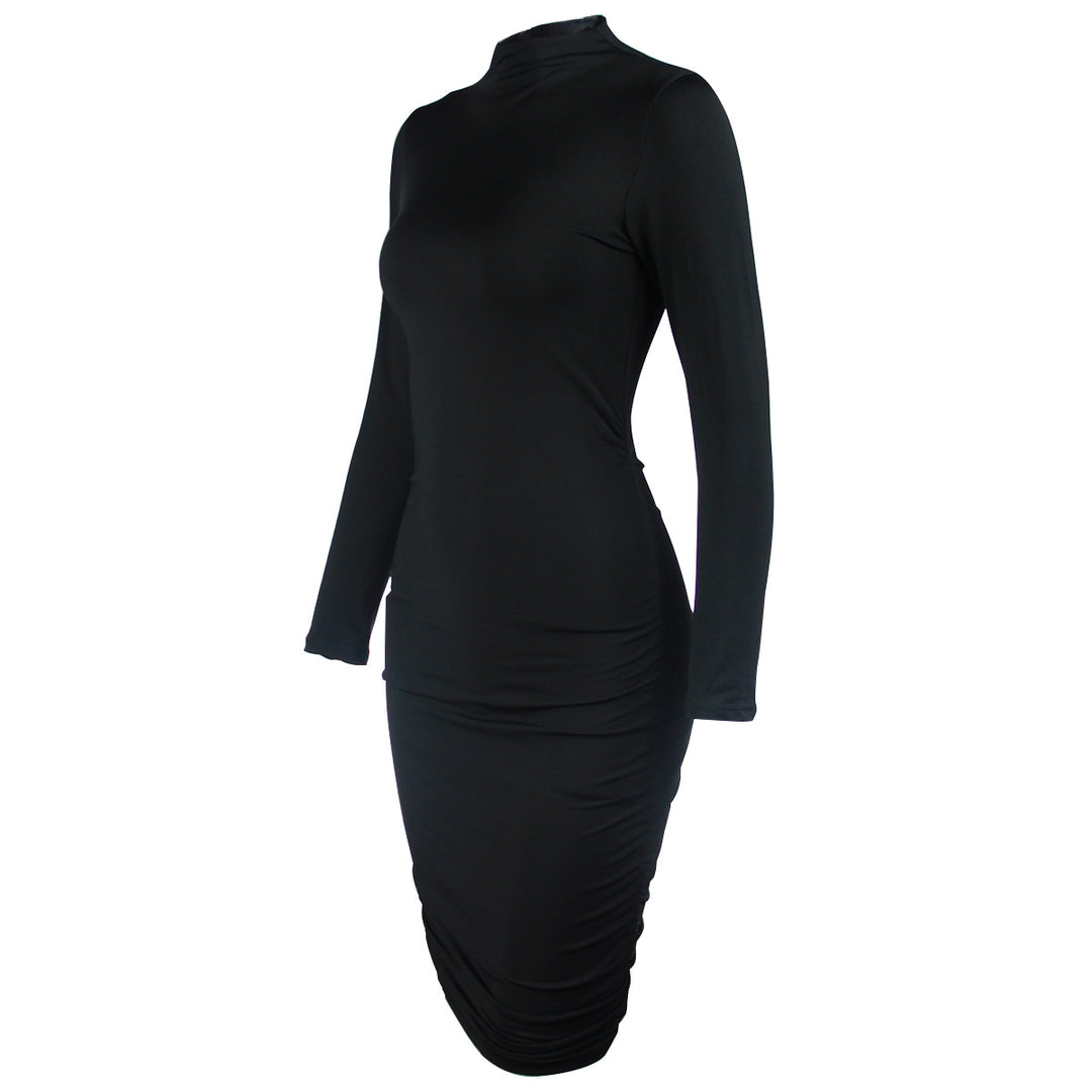 Damen elegantes Mini-Kleid mit hochgeschlossenem Design und langärmeligen Details Lisslune