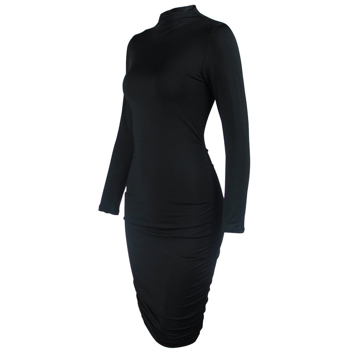 Damen elegantes Mini-Kleid mit hochgeschlossenem Design und langärmeligen Details Lisslune