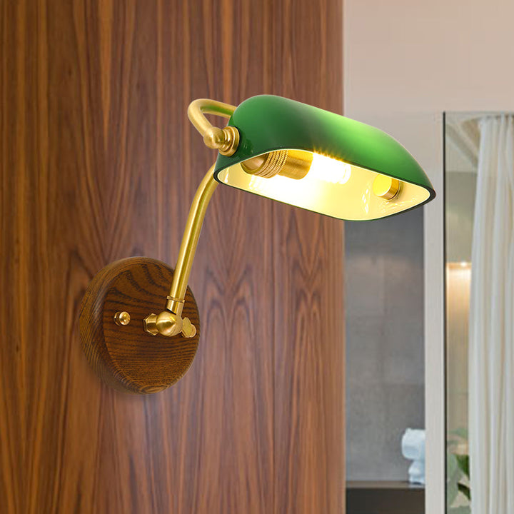 Skørter | Shiny Glass Rectangle Wall Lighting System Vintage Single Bulb Living Room Wall Lamp in Green/Light Green