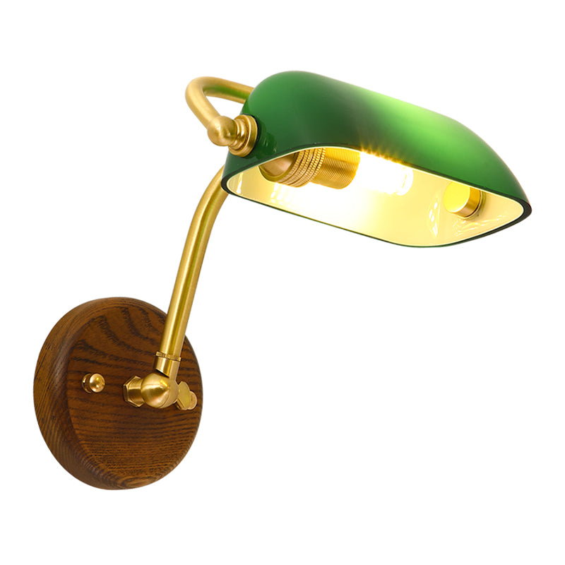 Skørter | Shiny Glass Rectangle Wall Lighting System Vintage Single Bulb Living Room Wall Lamp in Green/Light Green