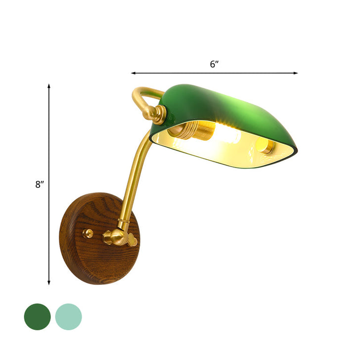 Skørter | Shiny Glass Rectangle Wall Lighting System Vintage Single Bulb Living Room Wall Lamp in Green/Light Green