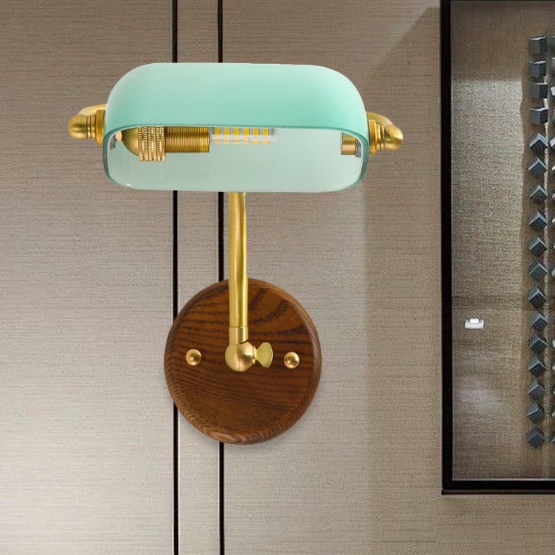 Skørter | Shiny Glass Rectangle Wall Lighting System Vintage Single Bulb Living Room Wall Lamp in Green/Light Green