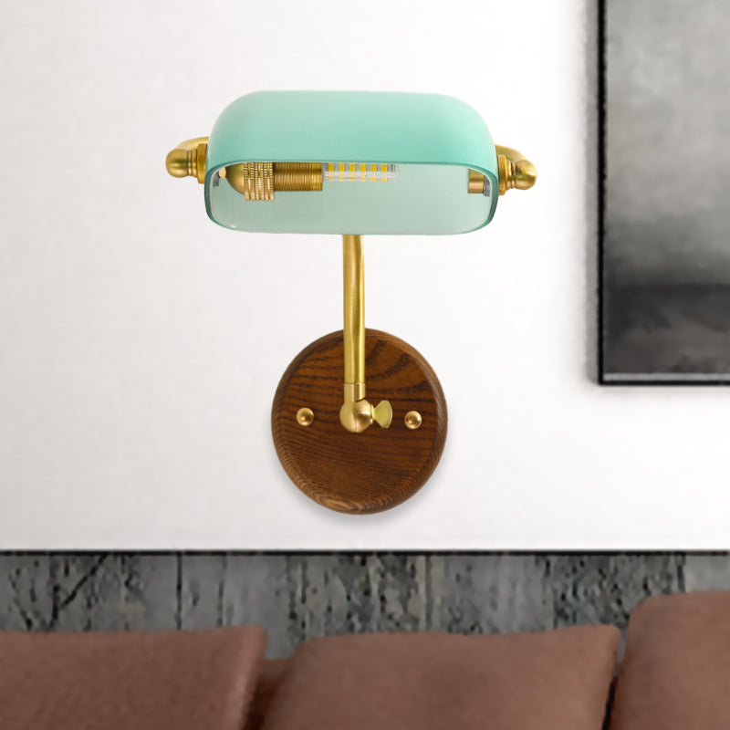 Skørter | Shiny Glass Rectangle Wall Lighting System Vintage Single Bulb Living Room Wall Lamp in Green/Light Green