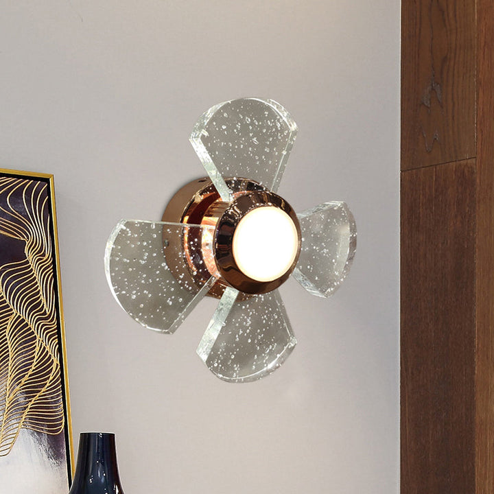 Lisslune | Fan Design Faceted Clear Glass Wall Light Modern LED Hall Wall Mounted Lighting