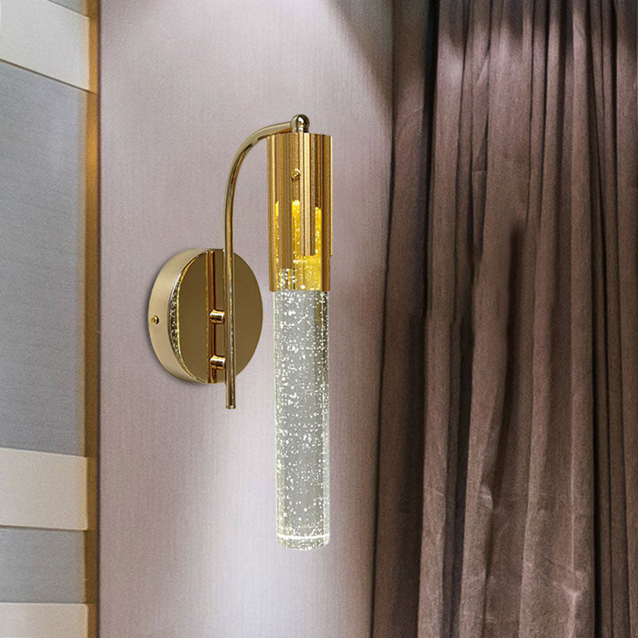 Lisslune | Crystal Gold Wall Mounted Lamp Tube LED Contemporary Wall Light for Living Room