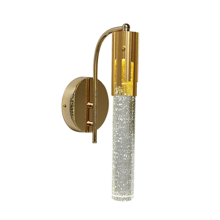 Lisslune | Crystal Gold Wall Mounted Lamp Tube LED Contemporary Wall Light for Living Room